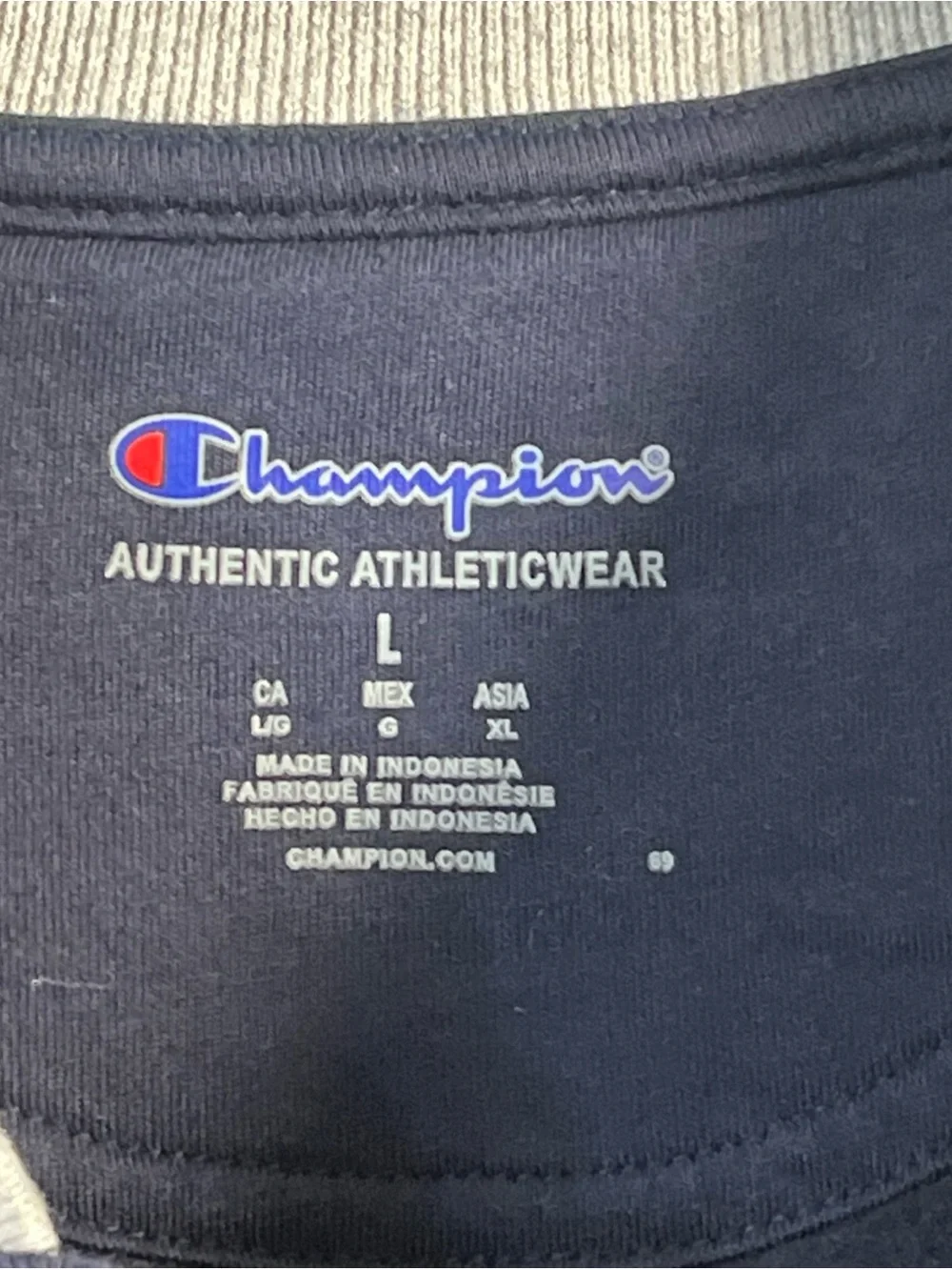 Champion Authentic ActiveWear Jammex Navy Blue Gray jacket Large
